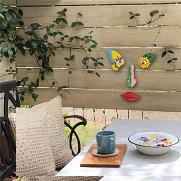 Tree Faces Decor ,Funny Tree Faces Sculpture, Colorful Fence Decorations Outdoor - Picture 5 of 7